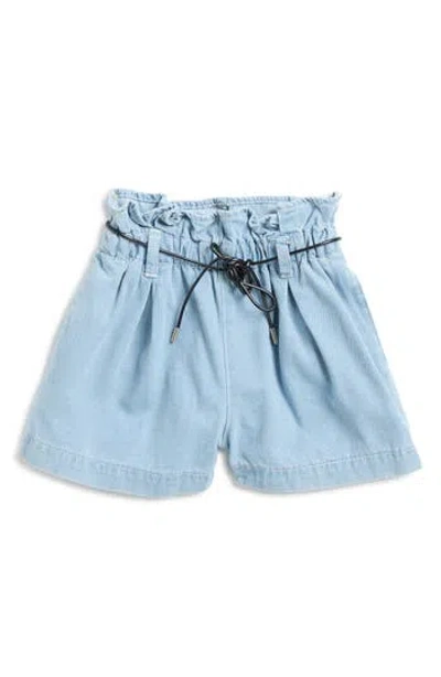 Doe A Dear Kids' Tie Waist Paperbag Denim Shorts In Blue