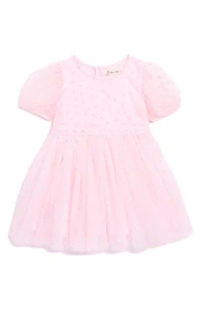 Doe A Dear Babies'  Kids' Velvet Heart Mesh Dress In Pink