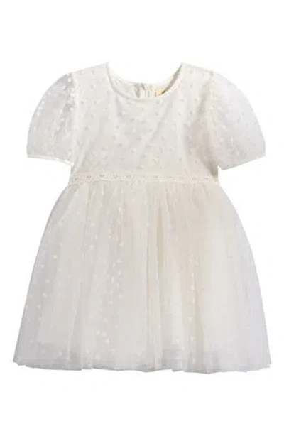 Doe A Dear Kids' Velvet Heart Mesh Dress In White