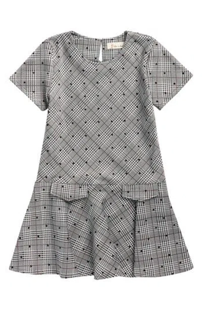 Doe A Dear Kids' Velvet Heart Plaid Dress In Gray