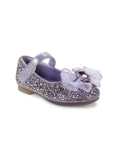 Doe A Dear Babies' Little Girl's & Girl's Embellished Bow Mary Jane In Purple
