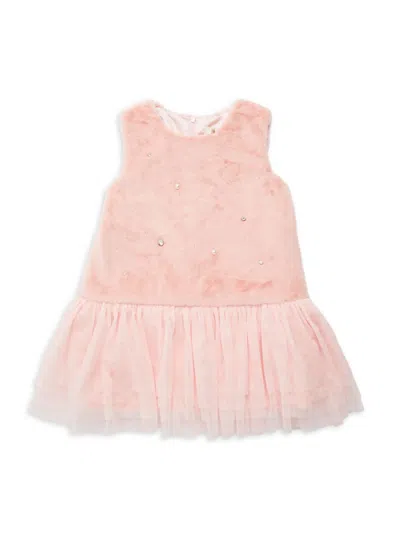 Doe A Dear Kids' Little Girl's Embellished Faux Fur Dress In Pink