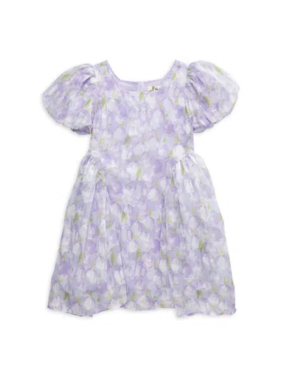 Doe A Dear Kids' Little Girl's Floral Dress In Purple