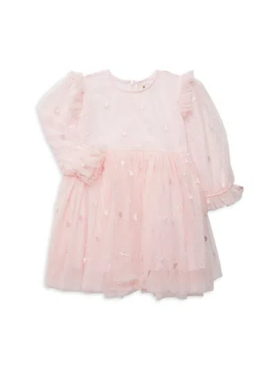 Doe A Dear Kids' Little Girl's Heart Mesh Dress In Pink