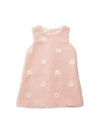 Doe A Dear Kids' Little Girl's Polar Daisy Faux Fur Dress In Pink