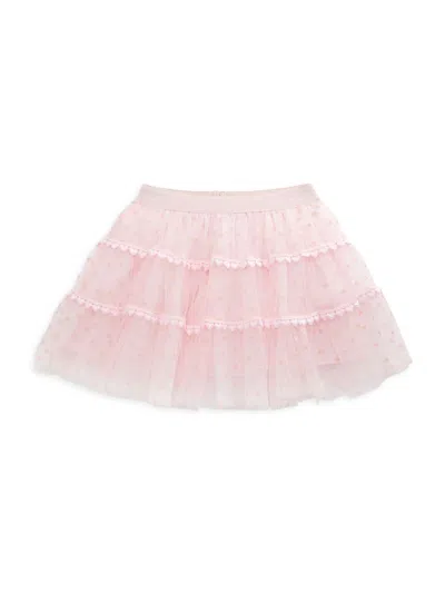 Doe A Dear Kids' Little Girl's Velvet Heart Tiered Tutu Skirt In Pink