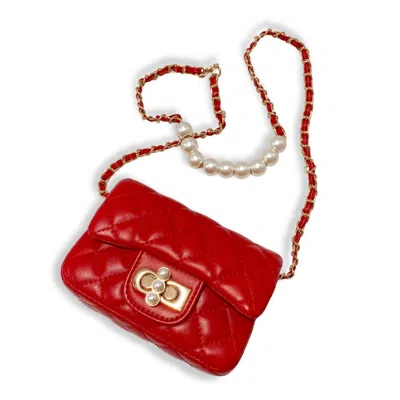 Doe A Dear Pearl Closure Quilted Purse In Red