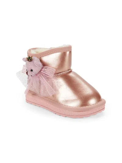 Doe A Dear Kids' Princess Bear Faux Fur Lined Boots In Pink