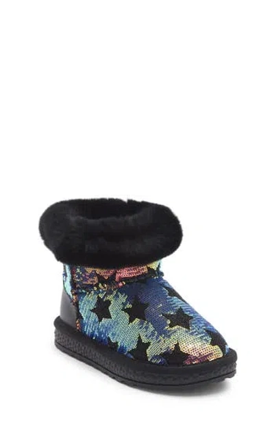 Doe A Dear Sequin Star Faux Fur Lined Boot In Black