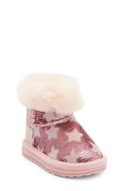 Doe A Dear Sequin Star Faux Fur Lined Boot In Pink