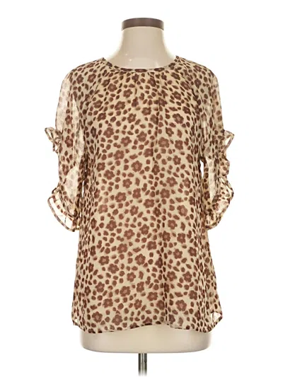 Pre-owned Doe & Rae 3/4 Sleeve Blouse In Brown