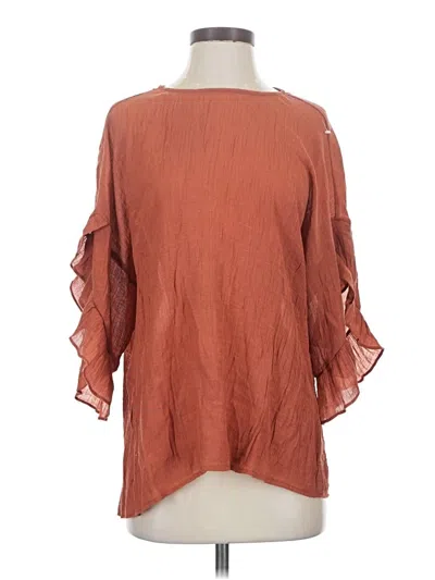 Pre-owned Doe & Rae 3/4 Sleeve Blouse In Brown