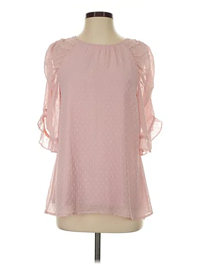 Pre-owned Doe & Rae 3/4 Sleeve Blouse In Pink