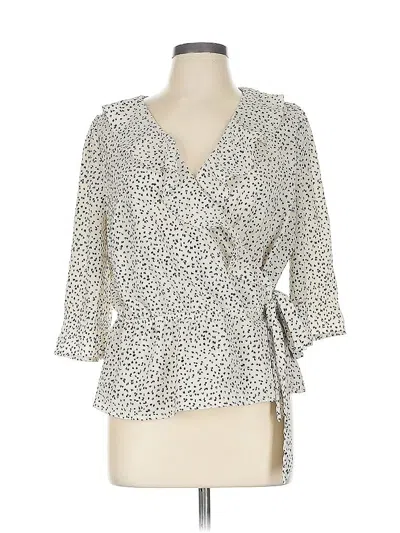 Pre-owned Doe & Rae 3/4 Sleeve Blouse In White