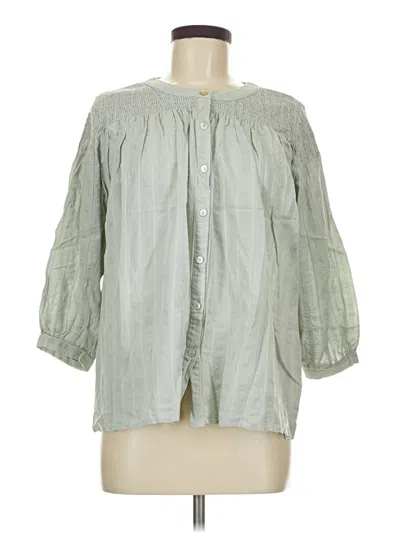 Pre-owned Doe & Rae 3/4 Sleeve Button Down Shirt In Green
