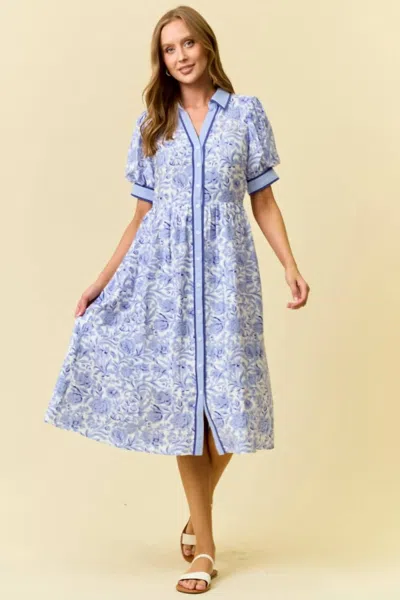 Doe & Rae Aquila Dress In Blue In Multi