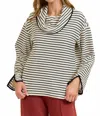 Doe & Rae Avery Stripe Pullover In Ivory & Black In White