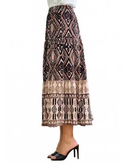 Doe & Rae Aztec Tiered Skirt In Black/brown In Multi