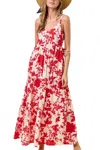 Doe & Rae Bold Floral Tiered Maxi Dress In Multi In Multi