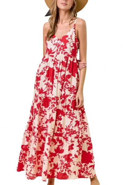 Doe & Rae Bold Floral Tiered Maxi Dress In Multi