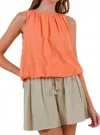 Doe & Rae Bubble Sleeveless Top In Apricot In Orange