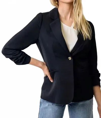 Doe & Rae Cinched Sleeve Blazer In Black