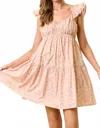Doe & Rae Cotton Floral Mini Dress With Side Pockets In Blush Pink In Multi