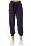 Doe & Rae Drawstring Jogger Pants In Black In Black