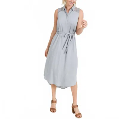 Doe & Rae Hailey Collared Belted Midi Dress In Grey In Gray