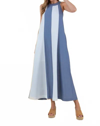 Doe & Rae Hamptons Maxi Dress In Blue Stripes