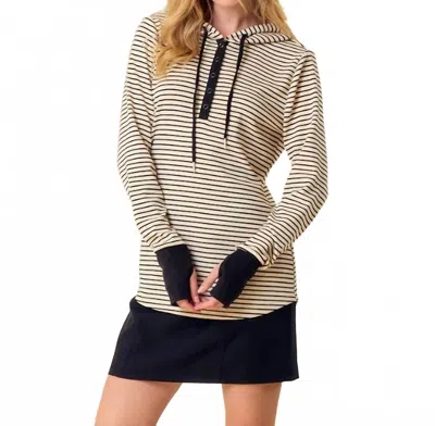 Doe & Rae Henley Ribbed Hood Top In Mocha In Neutral