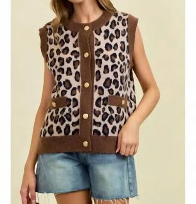 Doe & Rae Leopard Vest In Brown