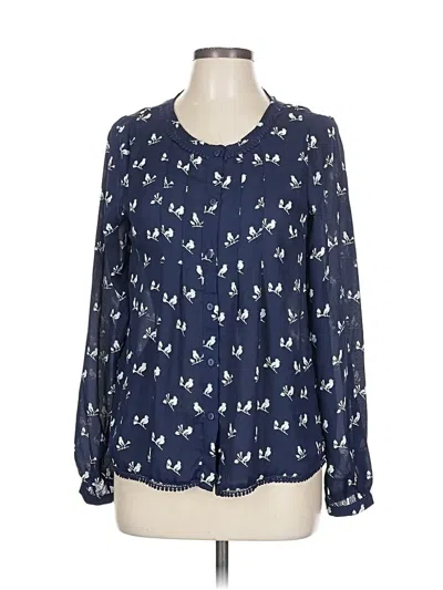 Pre-owned Doe & Rae Long Sleeve Blouse In Blue