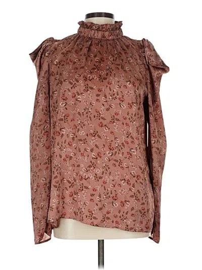 Pre-owned Doe & Rae Long Sleeve Blouse In Brown