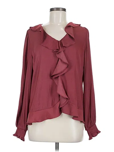 Pre-owned Doe & Rae Long Sleeve Blouse In Burgundy