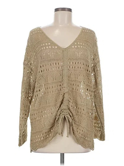 Pre-owned Doe & Rae Long Sleeve Blouse In Tan