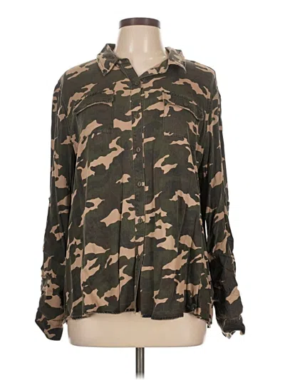 Pre-owned Doe & Rae Long Sleeve Button Down Shirt In Green