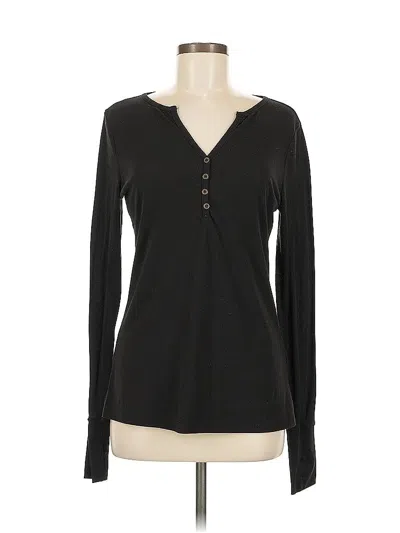 Pre-owned Doe & Rae Long Sleeve Henley Shirt In Black