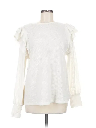 Pre-owned Doe & Rae Long Sleeve T-shirt In White