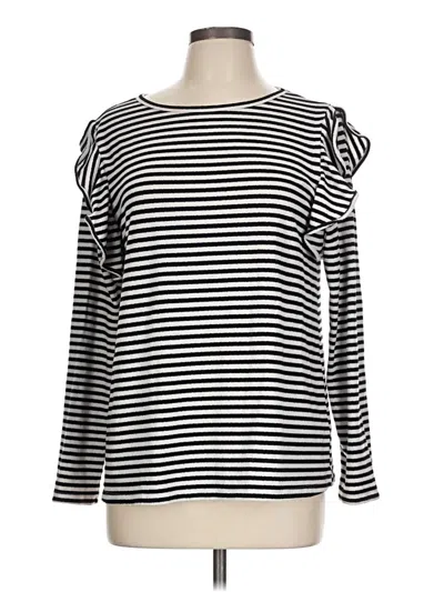Pre-owned Doe & Rae Long Sleeve Top Black Boatneck Tops