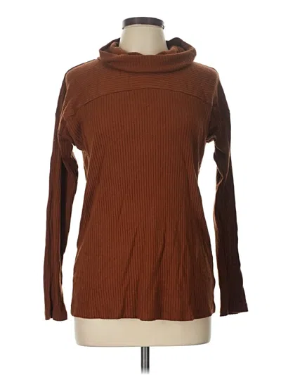Pre-owned Doe & Rae Long Sleeve Top Brown Cowl Neck Tops