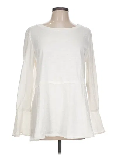 Pre-owned Doe & Rae Long Sleeve Top Ivory Boatneck Tops In White