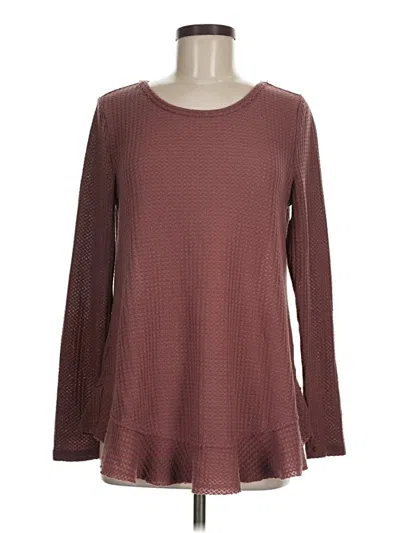 Pre-owned Doe & Rae Long Sleeve Top Pink Boatneck Tops