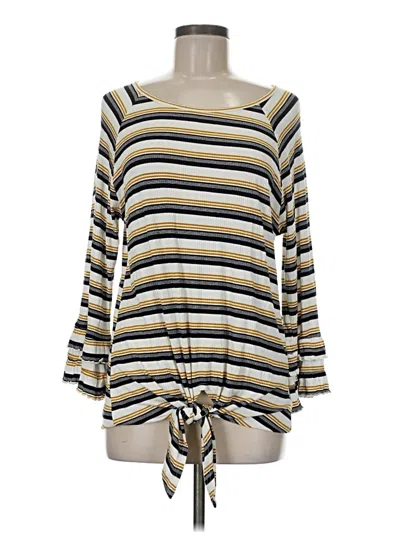 Pre-owned Doe & Rae Long Sleeve Top Yellow Boatneck Tops
