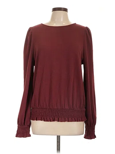 Pre-owned Doe & Rae Long Sleeve T-shirt In Burgundy