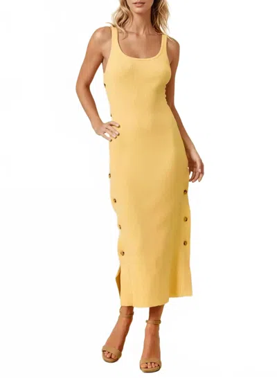 Doe & Rae Magnolia Asymmetrical Sweater Ribbed Tank Dress In Yellow In Multi