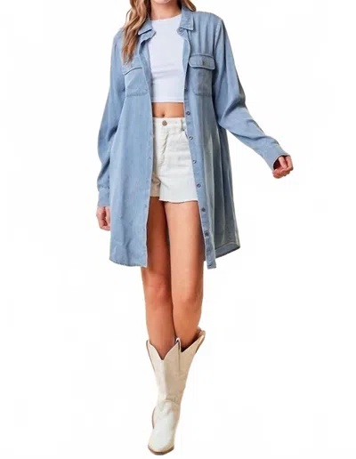 Doe & Rae Midi Length Shirt Dress In Denim In Blue