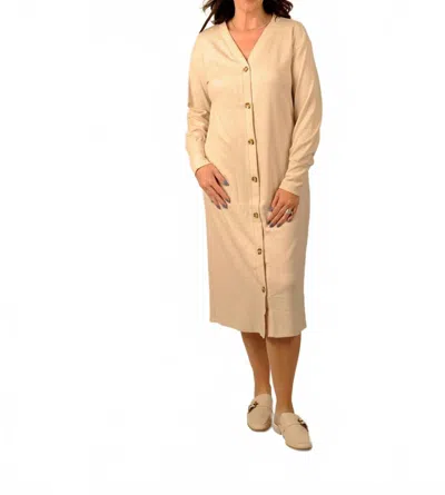 Doe & Rae Oat And Honey Button Down Midi Dress In Beige In Neutral