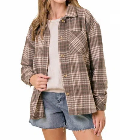 Doe & Rae Plaid Shacket In Brown
