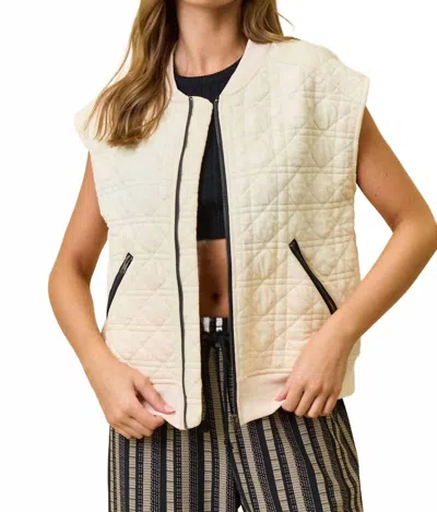 Doe & Rae Quilted Vest In Ivory In Multi